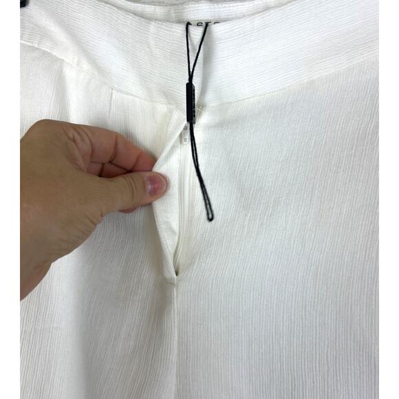 Halston Heritage Womens 6 Cream Crinkle Crepe Wide-Leg Low Rise Pants NEW - Picture 5 of 9